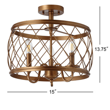 Eleanor 15" Metal LED Semi Flush Mount Ceiling Light - JONATHAN Y